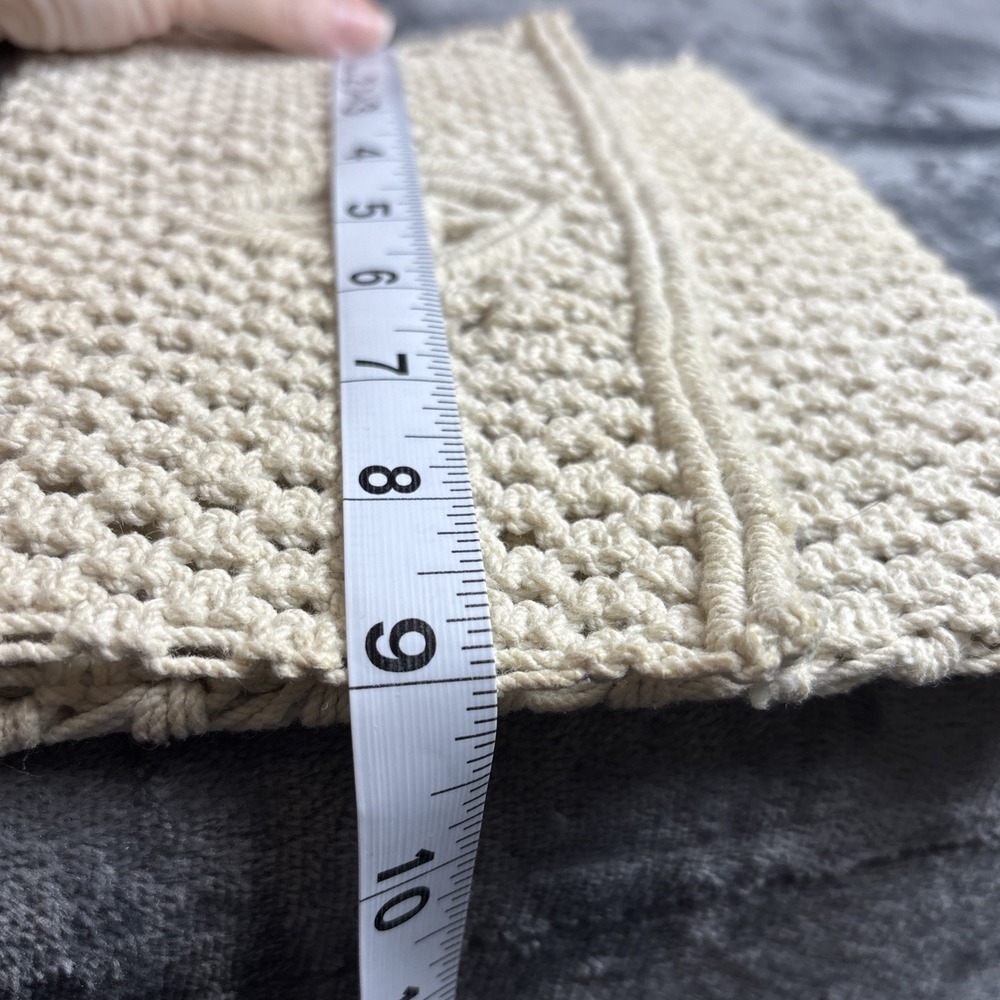 Vintage Macrame Clutch Mister Ernest Cream Cotton Boho 70s Handbag Wallet - Picture 4 of 16